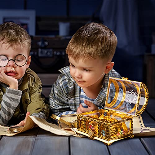 Kids Pirate Treasure Chest with Lock and Keys, Storage Box for Toys