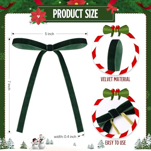 ZJoey Dark Green 5x7 Inch Velvet Christmas Bows, 36-Pack Rustic Holiday Decor