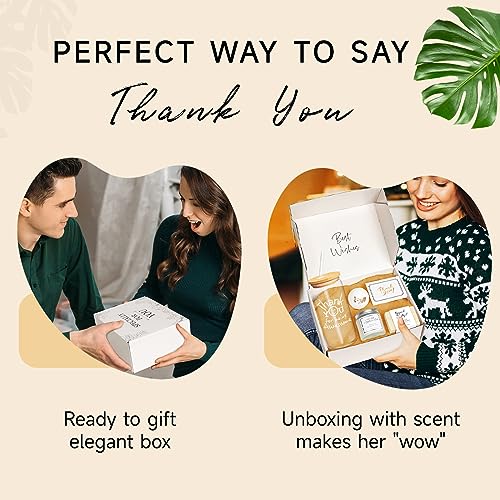 Thank You Gifts for Women - Appreciation Gift Set for Boss, Teacher, Coworker | Thank You Boss Day Gift Box with Candle & Glass Mug - Variation: Thank You Gifts
