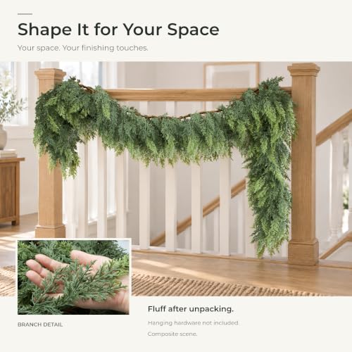 5ft Artificial Cedar Garland Christmas Decor, Real Touch Holiday Wreath