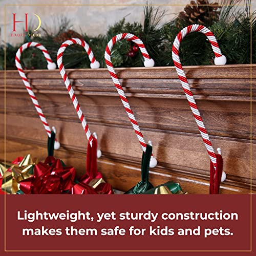 Candy Cane Christmas Stocking Holder - Red and White Mantel Hanger