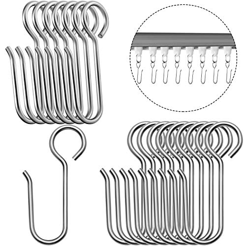 60-Piece S-Shaped Metal Curtain Track Hooks - Durable Silver Drape Clips