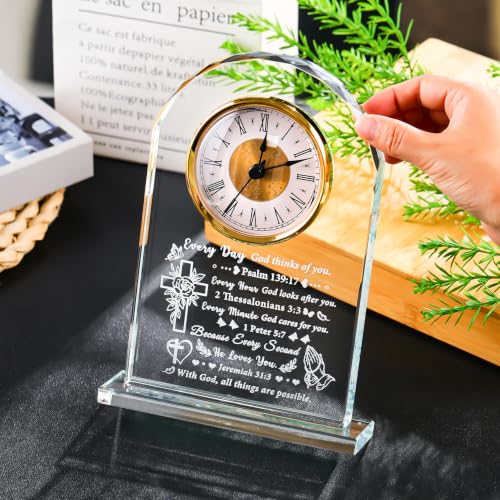 Christian Gifts for Women Men: Glass Clock with Bible Verse (Variation: Christian Gifts) – Inspirational Home Decor