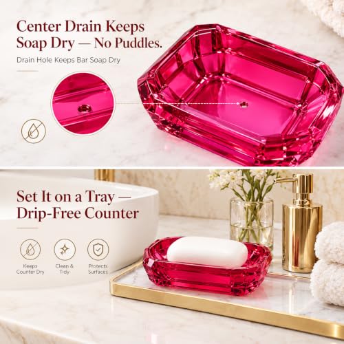 LGURT Red Bathroom Accessories Set - 4-Piece Acrylic Holiday & Gift Ready