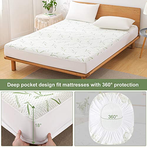 Softhour Twin XL Waterproof Bamboo Mattress Protector - Deep Pocket 5-21 Inch