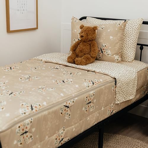 Floral & Butterfly Zipper Bedding Set for Kids - Twin Size