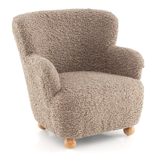 Kids Upholstered Armchair - Ergonomic Toddler Reading Chair, Coffee