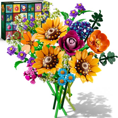 HOGOKIDS Wild Flower Bouquet Building Set with Lights - Advent Calendar for Kids & Adults
