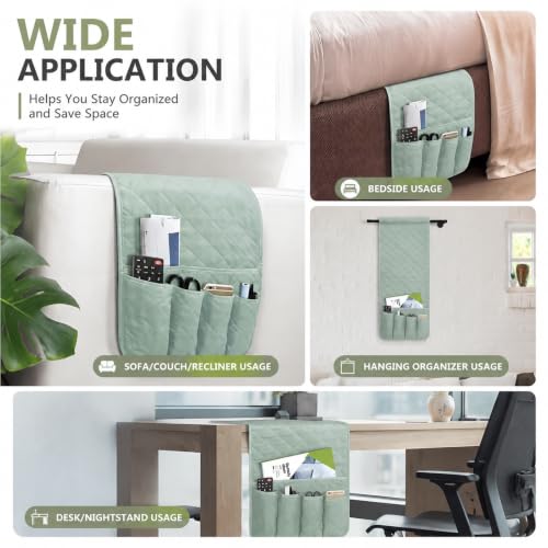 5-Pocket Armchair Caddy Organizer for Recliners and Sofas, Sage Green