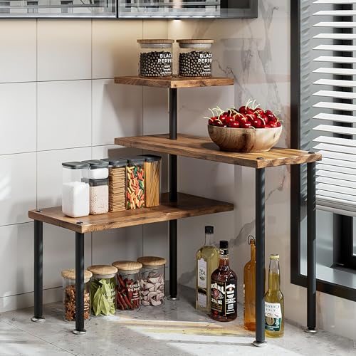 3-Tier Adjustable Corner Shelf Organizer for Kitchen and Bathroom Countertop