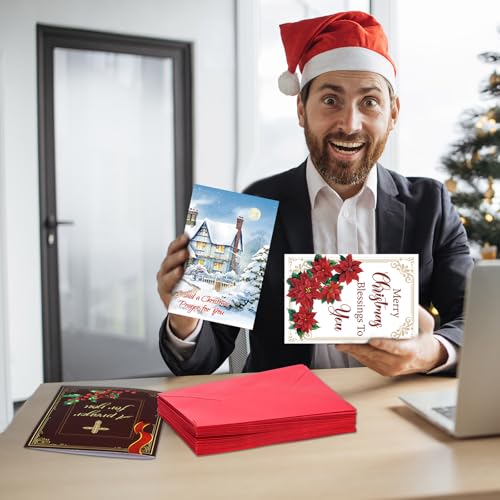 Motiskyy Religious Christmas Cards with Envelopes - Catholic Prayer Gift Set