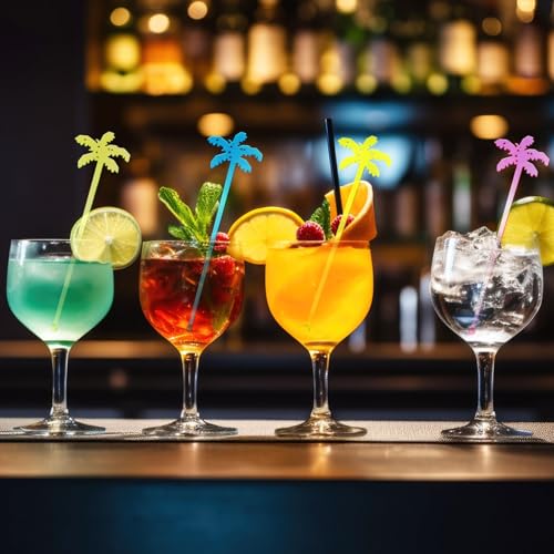 Reallnaive 100 Pcs Coconut Tree Cocktail Swizzle Sticks - Durable Plastic Drink Stirrers