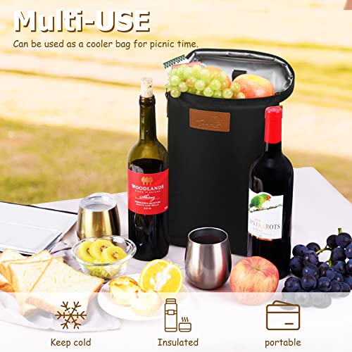 2 Bottle Insulated Wine Tote Bag - Leakproof Padded Cooler Carrier