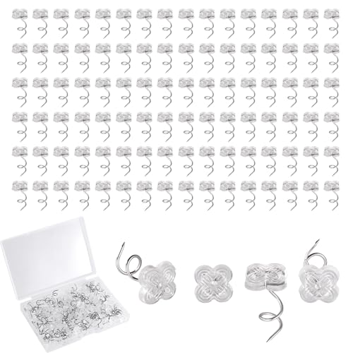 100 Bed Skirt Pins - 0.43 Inch Twist Pins with Clear Heads