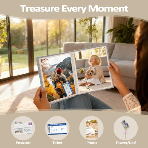 Small 4x6 Linen Photo Album 2 Pack - Slip-In Memory Book Holds 80 Photos