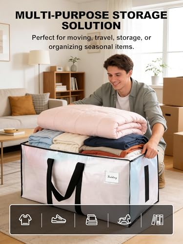 HOMESURE Heavy Duty Moving Bags 8 Pack - Water-Resistant Storage Totes