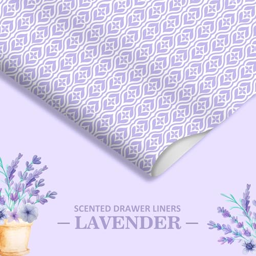 Lavender Scented Drawer Liners - 6 Non-Adhesive Sheets for Closets & Dressers