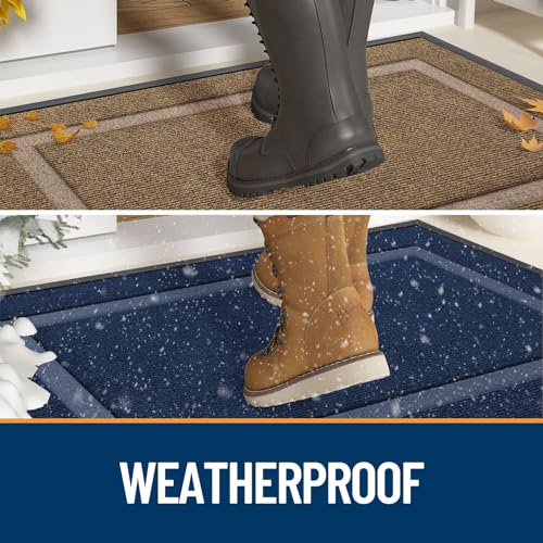 Heavy-Duty Front Door Mat - Low-Profile Rubber Entryway Doormat (29.5x17)