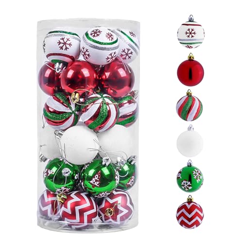 30-Piece Christmas Ornament Set - 2.36 Inch Shatterproof Hanging Tree Balls