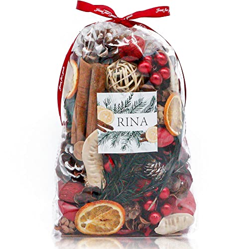 Christmas Potpourri Bowl Filler, Cinnamon Apple Scented Dried Flowers, 20 oz