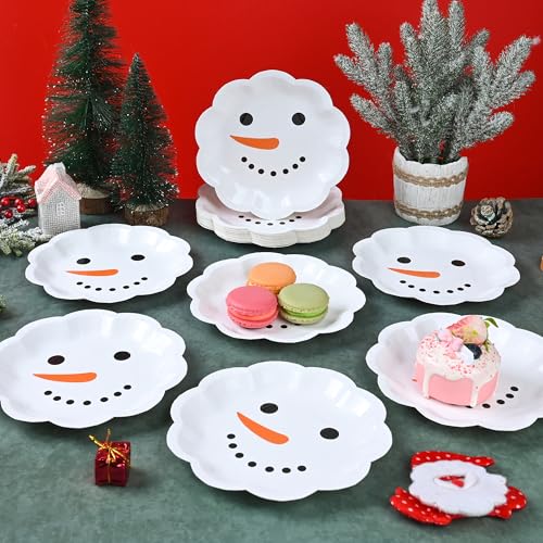 AimFun 48-Pack Snowman Christmas Paper Plates - Winter Holiday Disposable Dessert Plates