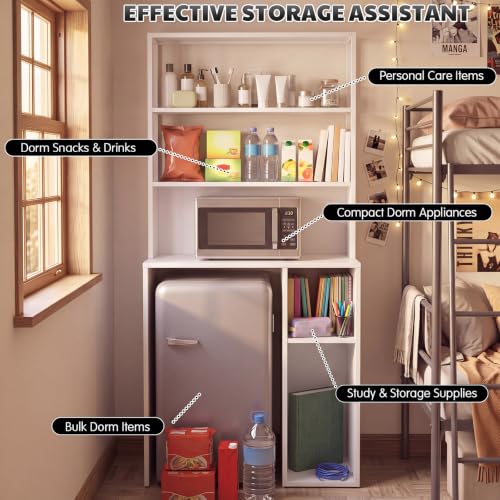 6-Tier Mini Fridge Stand with Storage and Microwave Shelf for Kitchen Dorm