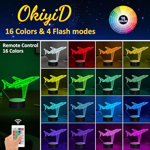 3D Airplane Illusion LED Night Light with Remote Control