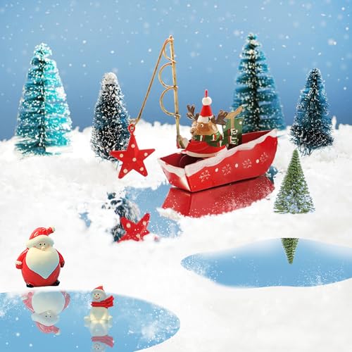 6 Pcs Christmas Village Mirror Lake Set - Curved Acrylic Ponds for Holiday Decor