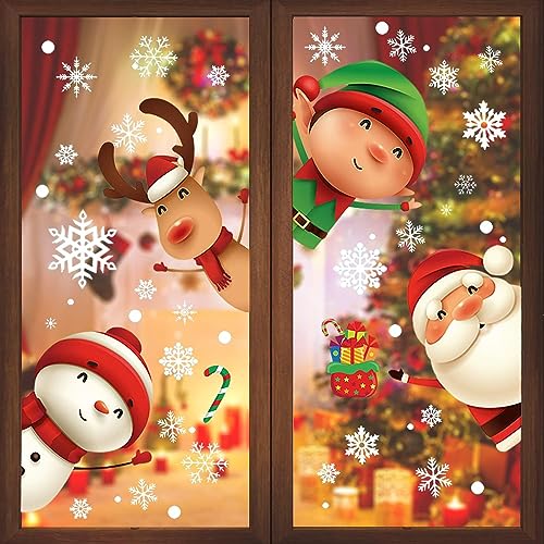 Christmas Static Window Clings, Snowflake Stickers, Xmas Decorations