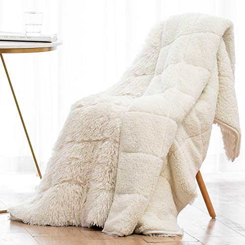 Weighted Blanket 15lbs Twin Size Faux Fur - Soft Plush Throw