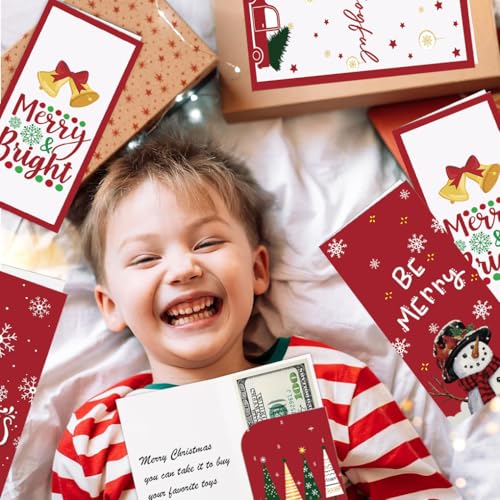 30 Pack Christmas Money Holders with Envelopes - Holiday Gift Card & Cash Gift Set