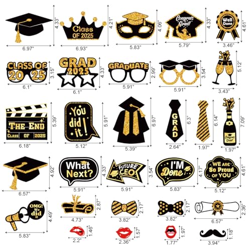 30pcs 2026 Graduation Photo Booth Props - Premium Cardstock Party Decor