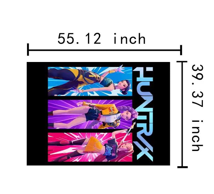K-Pop Demon Hunters Kids Flannel Throw Blanket - Soft 55" x 40" (Black)
