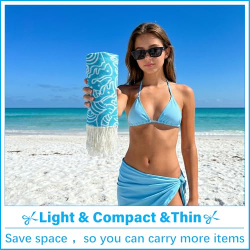 Extra Large Turkish Beach Towel, 79x36 Inch Lightweight Quick Dry Sand Free