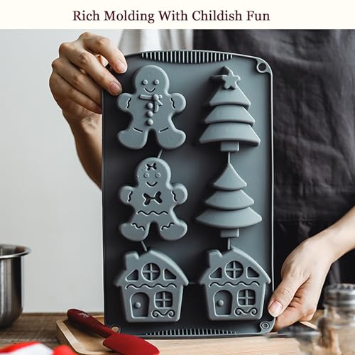 Christmas Silicone Mold 6 Cavities Baking Cake Soap Candy Gingerbread Tree