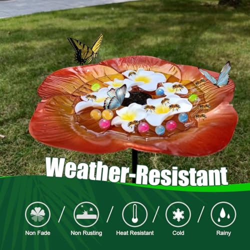 Bee Watering Station for Garden with Pure Copper Line & Glass Marbles