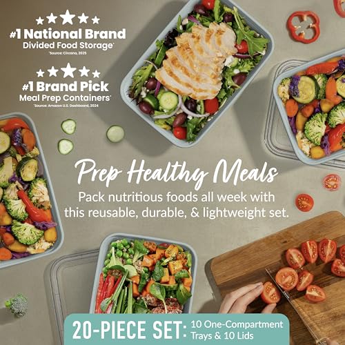 Bentgo Prep Meal Prep Containers with Lids, 20-Piece Set, 4-Cup Mint