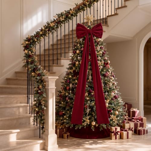 Knitgrip 2 Pack 20x71 in Large Velvet Christmas Bow Deep Red - Holiday Decor
