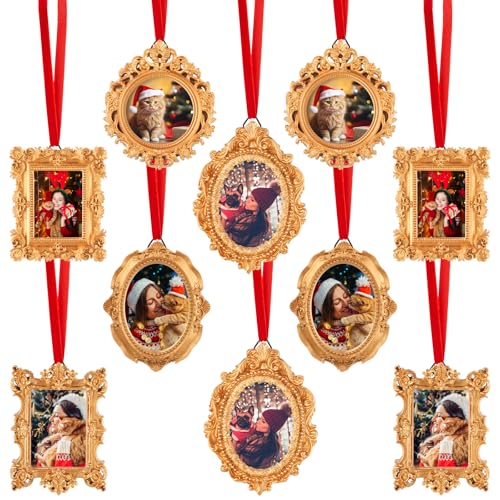 10 Pcs Mini Vintage Gold Photo Frames with Velvet Ribbon, M5-5m - Bucherry