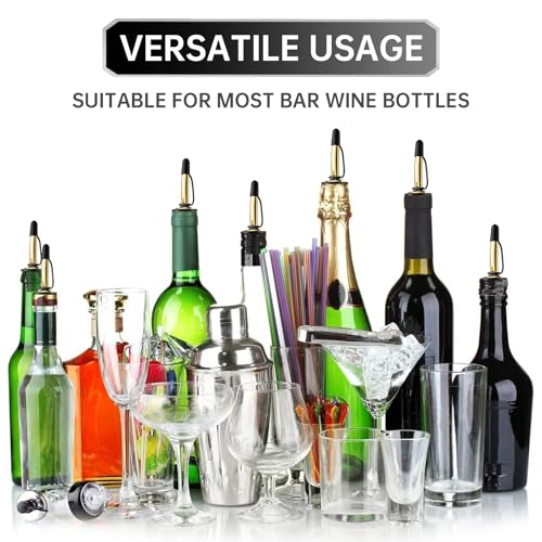 Gold Liquor Pour Spouts 4-Pack with Dust Caps, Speed & Control for Bottles