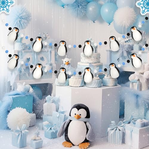 Breling Classic 2 Pack Penguin Felt Garlands - Winter Christmas Decorations