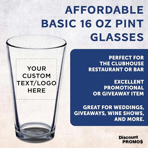 16 oz. Personalized Beer Pint Glasses - Heavy Duty Stackable Glassware