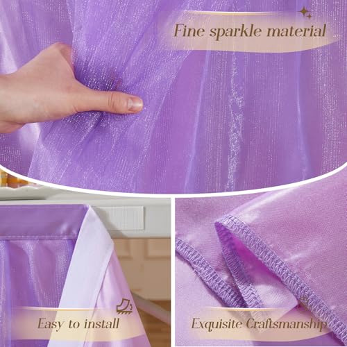 Purple Tulle Ruffle Table Skirt, 6ft Shimmer Tutu for Party & Desk Decor