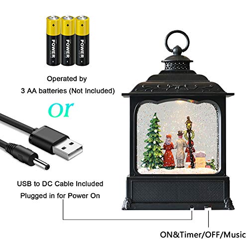 Christmas Musical Snow Globe Lantern with 6-Hour Timer, Carolers Scene
