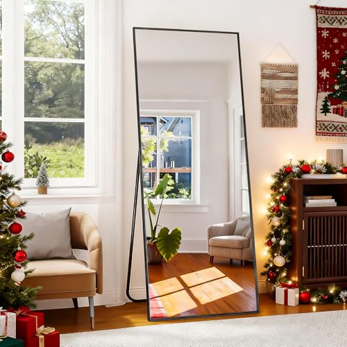 Full Length Floor Mirror with Stand, 56"x21" Aluminum Alloy Frame