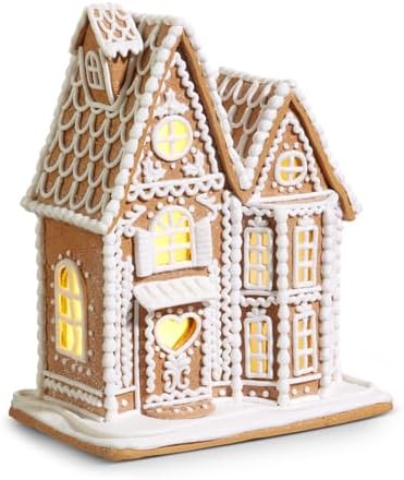 RAZ Imports Gingerbread House Figurine - Lighted 12-Inch Holiday Decoration for Festive Cheer