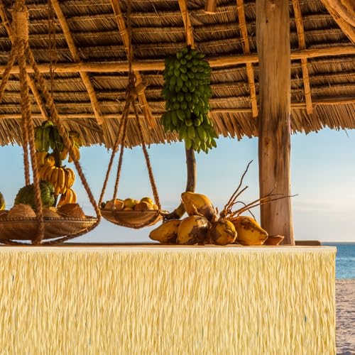 2-Pack Hawaiian Luau Grass Table Skirts, 108 x 30 Inch Tropical Fringe Decor