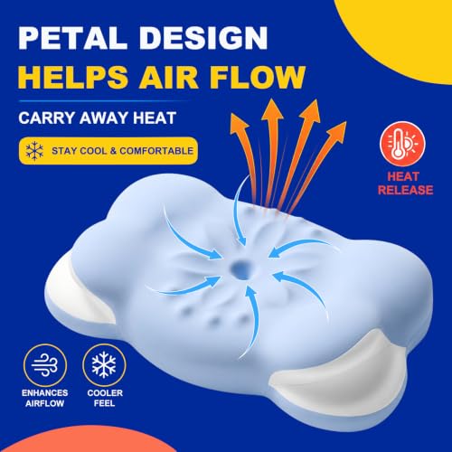 Cooling Memory Foam Cervical Neck Pillow with Zero-Pressure Ear Zone
