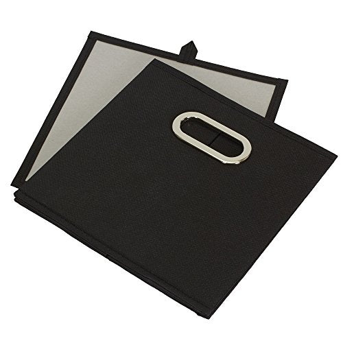 Foldable Fabric Storage Bins 6-Piece Set with Handles, Black