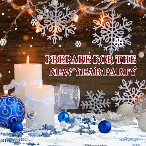 Kinlop 12 Pcs Snowflake Christmas Tablecloth Bulk 54 x 108 in Winter Decor